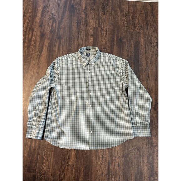 J Crew Performance Shirt Mens XXL Green Plaid Slim Button Long Sleeve BW398 - Picture 1 of 10